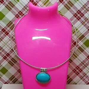 Fashion Jewelry RMN Faux Turquoise Silver Tone Southwest Vintage Necklace #51
